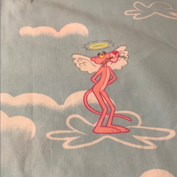 Gently Loved Light Blue Scrub Top with Pink Panther Design - Picture 7 of 7